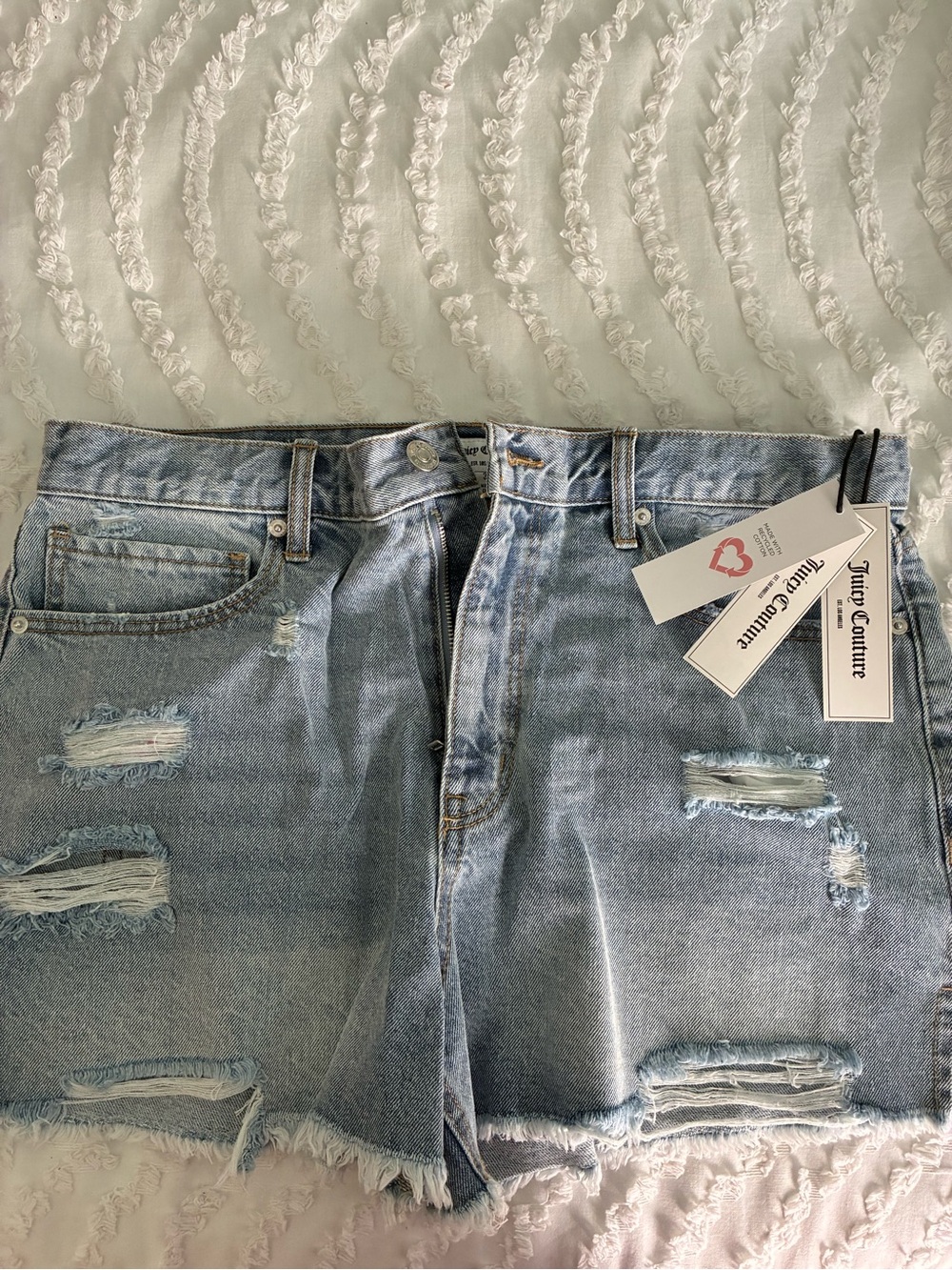 Juicy Couture Light Blue Distressed Denim short